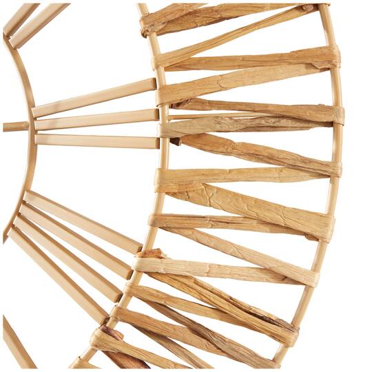 30.5" Gold Seagrass Round Wall Clock with Weaving Design